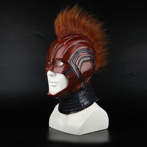 惊奇cos头盔队长面具乳胶头套卡罗尔丹弗斯面罩假发表演出道具.