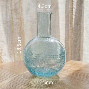 轻奢硫光冰裂玻璃花瓶透明插花水养欧式花器客厅摆件手工艺术