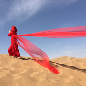 茶卡盐湖旅游纱巾民族风红色披肩海边拍照沙滩巾沙漠旅游防晒围巾