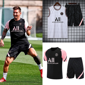 巴黎21-22训练服圣日耳曼梅西球衣出场热身服短袖背心足球服套装