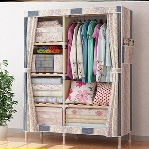 卡通蓝色可拆卸宽1/1.2/1.6/2米宿舍公寓简易实木头组装布衣柜。