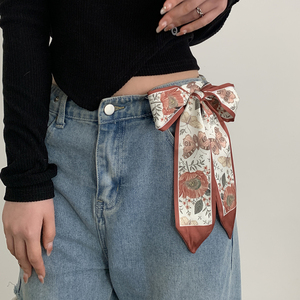 长条小丝巾腰带女发带百搭高级感薄款春秋款洋气时尚搭配衬衫丝带