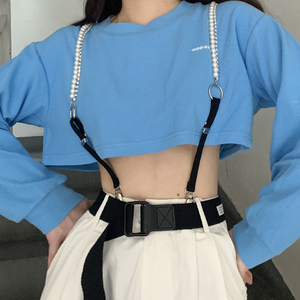 辣妹甜酷珍珠腰链女链条百搭装饰腰带连衣裙西装衣服背带配饰夏季