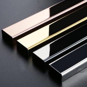 不锈钢装饰条黑钛玫瑰金u型槽收边包边条吊顶背景墙金属条压边条