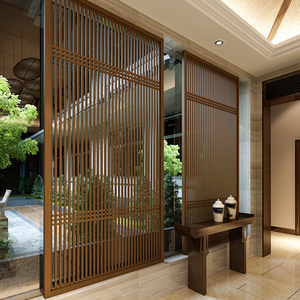 新中式实木入户屏风客厅隔断玄关酒店办公室现代顶天立地栅栏座屏