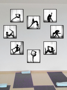 瑜伽馆挂画教室艺术健身房墙面背景墙装饰瑜伽图壁画舞蹈室装饰画