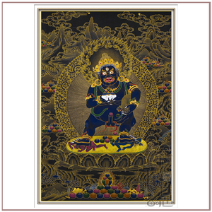 黑财神大黑天rert唐卡坛城汉传藏传画像相框摆件装饰画