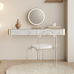 壁挂式梳妆台 卧室现代简约小户型网红ins奶油风岩板悬浮化妆桌