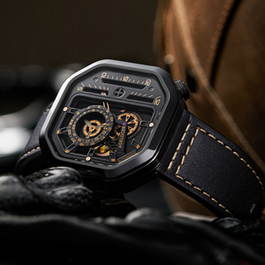 艾戈勒官方大爆炸系列机械手表方形镂空全自动潮流男士新款腕表