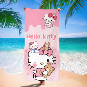 凯蒂猫沙滩巾速干嗨喽k大毛巾小学生女童粉儿童超细纤维Kitty浴巾