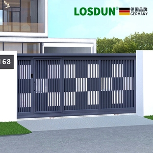 德国losdun高端智能庭院大门双开门现代别墅铝艺户外电动平移大门