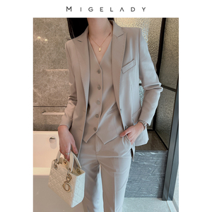 高端职业西装套装三件套女小个子修身林阚周迅同款工装气质女神范