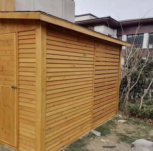 防腐木设备房别墅户外空调外机房工具房锅炉房木屋地板上海安装