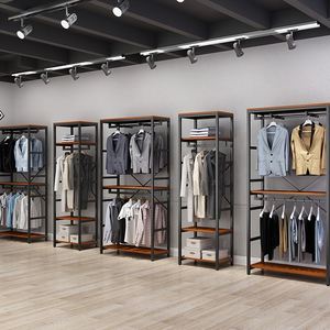 服装架落地式男女装陈列柜子衣服架组合中岛双层铁艺服装店展示架