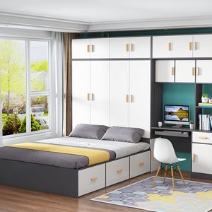 瞳木与偶榻榻米衣柜床组合实木儿童多功能书桌书柜一体衣帽间