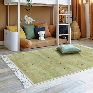 卧室可机洗圆形地毯儿童椅子垫毛绒长方形客厅地垫绿色法式衣帽间