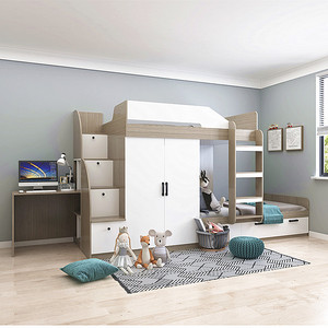 二胎儿童房间家具设计榻榻米衣柜床一体高低床上下铺整体全屋定制