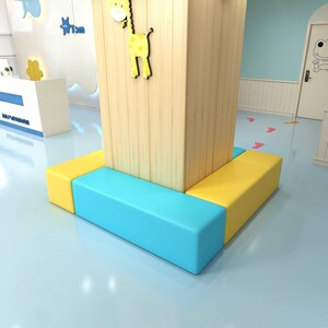 培训机构早教中心幼儿园学校营业厅休息区圆形方柱子软包沙发组合