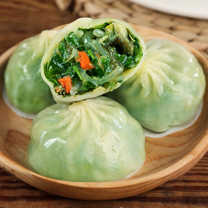 水晶薄皮素包子早餐半成品特色速冻素菜荠菜包小笼包灌汤手工食品