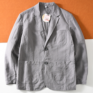 亚麻混纺 日本3D泡泡纱夏季外贸男士通勤轻薄款休闲斯文西装夹克