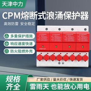 天津中力CPM一级浪涌保护器4P100T熔断器防雷器三相四线电涌开关