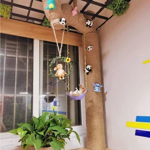 麻绳装饰挂件楼梯水管遮挡空调管灯花边网格幼儿园悬挂房间背景墙