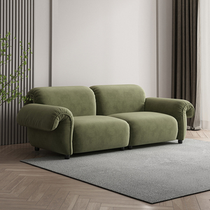 意式极简麂皮绒沙发网红客厅双人位轻奢现代侘寂风三人位创意家具