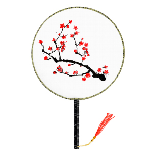 24cm梅花宫扇儿童diy扇子空白填色扇子宫廷扇幼儿园创意绘画扇子