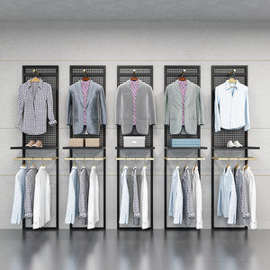 服装店展示架男装店背景墙壁挂式背板陈列架正挂架双层挂衣服架子