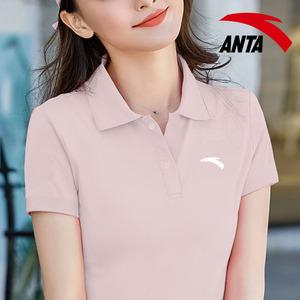 安踏t恤女2022夏季新款宽松大码翻领短袖速干冰丝薄款针织polo衫