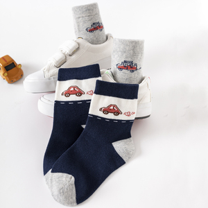儿童袜子纯棉四季款小汽车秋冬季男孩卡通中筒袜全棉男童棉袜春秋