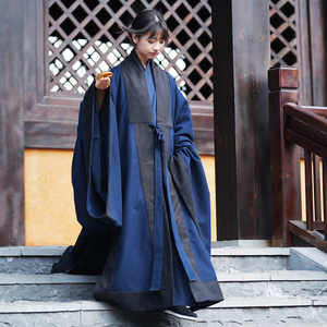 琳琅振响秋冬款毛呢鹤氅明制汉服道家传统道袍男女款素色加厚披风