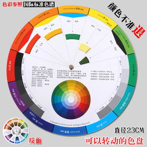 色轮卡色相环绘画转动调色盘油漆配色卡颜色相加美术生教儿童色彩