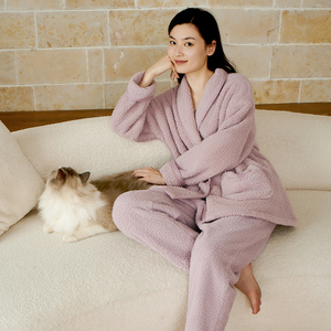 宽画珊瑚绒睡衣女2023年新款冬柔软舒适家居服女款冬季加厚保暖
