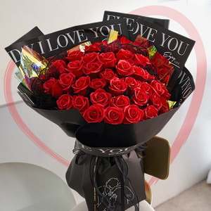 指爱52朵玫瑰花束香皂花盒干花礼盒生日礼物送女友送老婆送求
