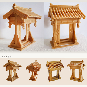 中国古建筑模型四合院垂花门工艺摆件微缩景观家居装饰品摆件复古