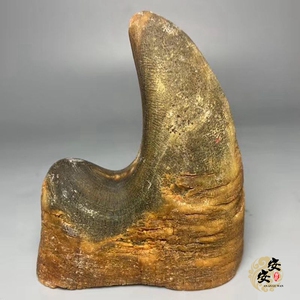 骨雕骨制品风化老牛角双尖高仿犀牛角角雕摆件古董古玩工艺品收藏