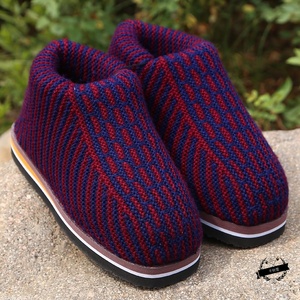 毛线棉鞋花样图案钩拖鞋钩花男冬季加绒保暖纯手工编织居家包跟中