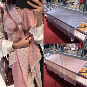 正品代购gucci古奇围巾女大s同款古驰丝巾羊毛披肩围脖双面大方巾