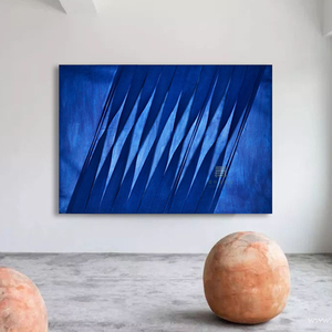 克莱因蓝色立体抽象装饰画肌理色块油画现代客厅过道实物画样板房