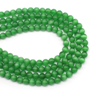 天然石材绿色猫眼石散珠diy手工编织材料男女手链串水晶玛瑙玉髓