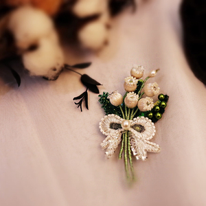 法式刺绣diy材料包 珠绣手工立体铃兰胸针 百搭饰品 成品定制教程