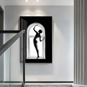 黑白装饰画艺术入户玄关挂画现代简约人物女人体客厅沙发背景墙画