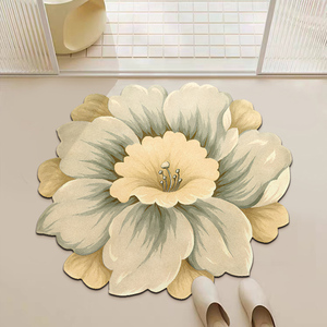 花卉美式异形硅藻泥吸水垫浴室地垫脚垫卫生间门垫防滑垫子地毯