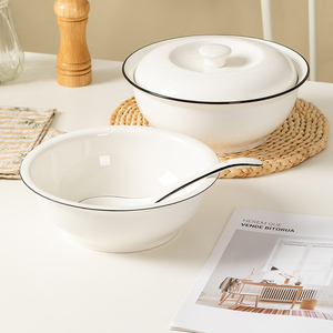 家用2024新款汤盆高级感9英寸带盖品锅陶瓷大号汤碗鱼盘碗碟套装