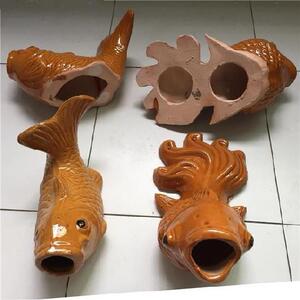 房顶装饰墙壁动物屋檐不打孔陶瓷?建筑排水口蓄水.屋顶出水鱼嘴