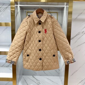 2020冬季新款女装巴宝莉纯色代购英伦风收腰修身菱格棉衣棉服外套