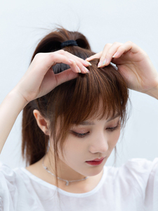 日本购刘海假发女漫画日式空气八字齐自然法式头帘圆脸头发帘假发