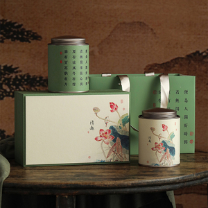 春节高档茶叶包装盒空礼盒红茶绿茶白茶两圆罐通用礼盒装空盒定制