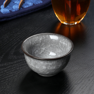 高端青瓷功夫茶具黑冰裂纹茶杯陶瓷主人杯单杯个人家用品名小茶碗